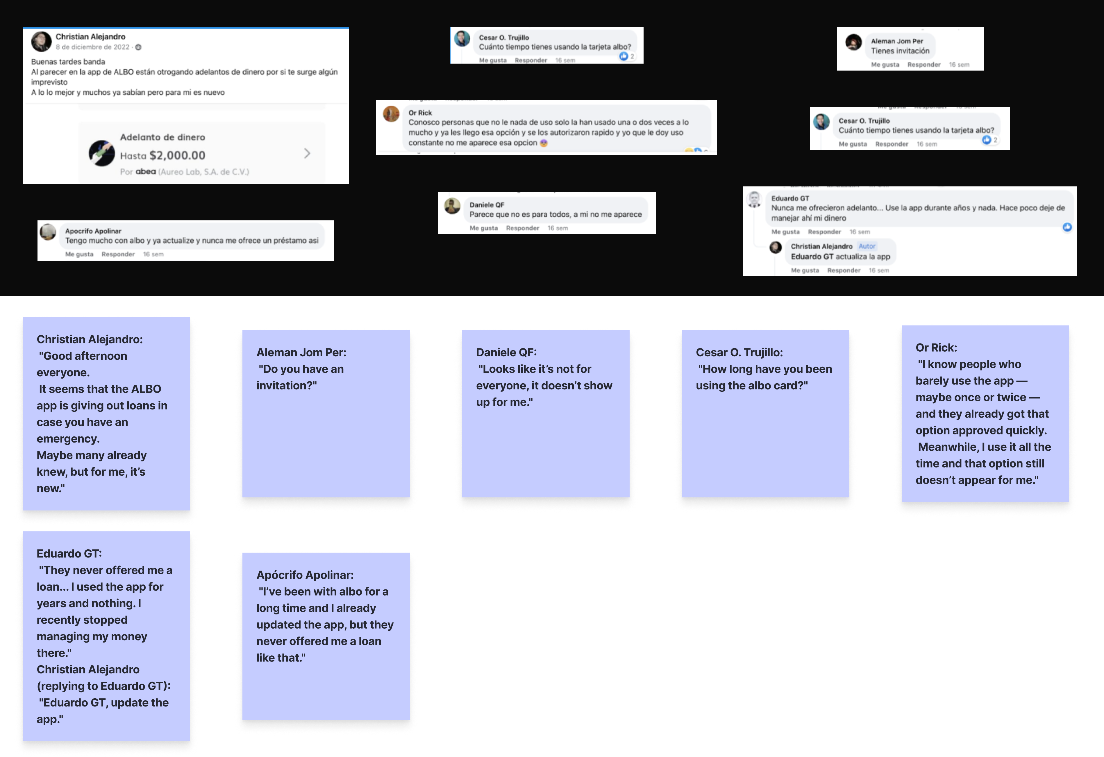 User research findings and analysis