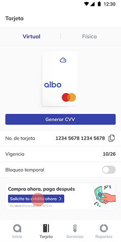 Card tab with buy now pay later banner