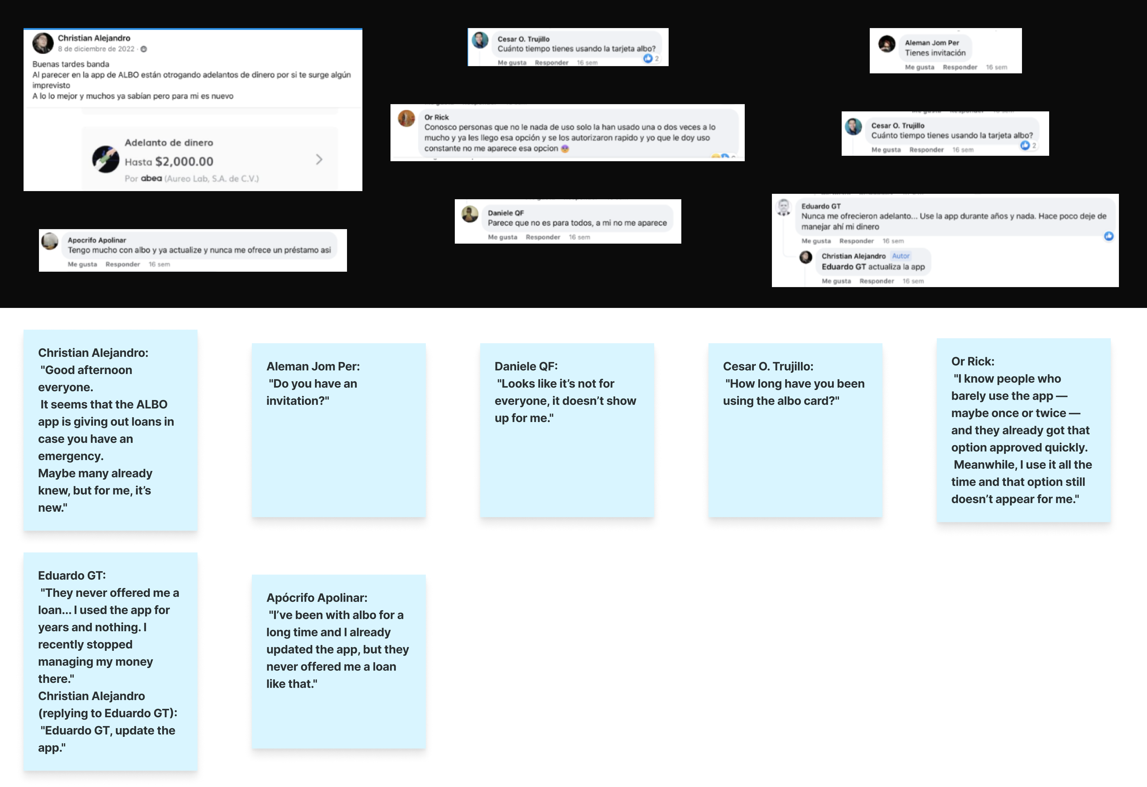 Real user comments showing frustration about not receiving loan offers