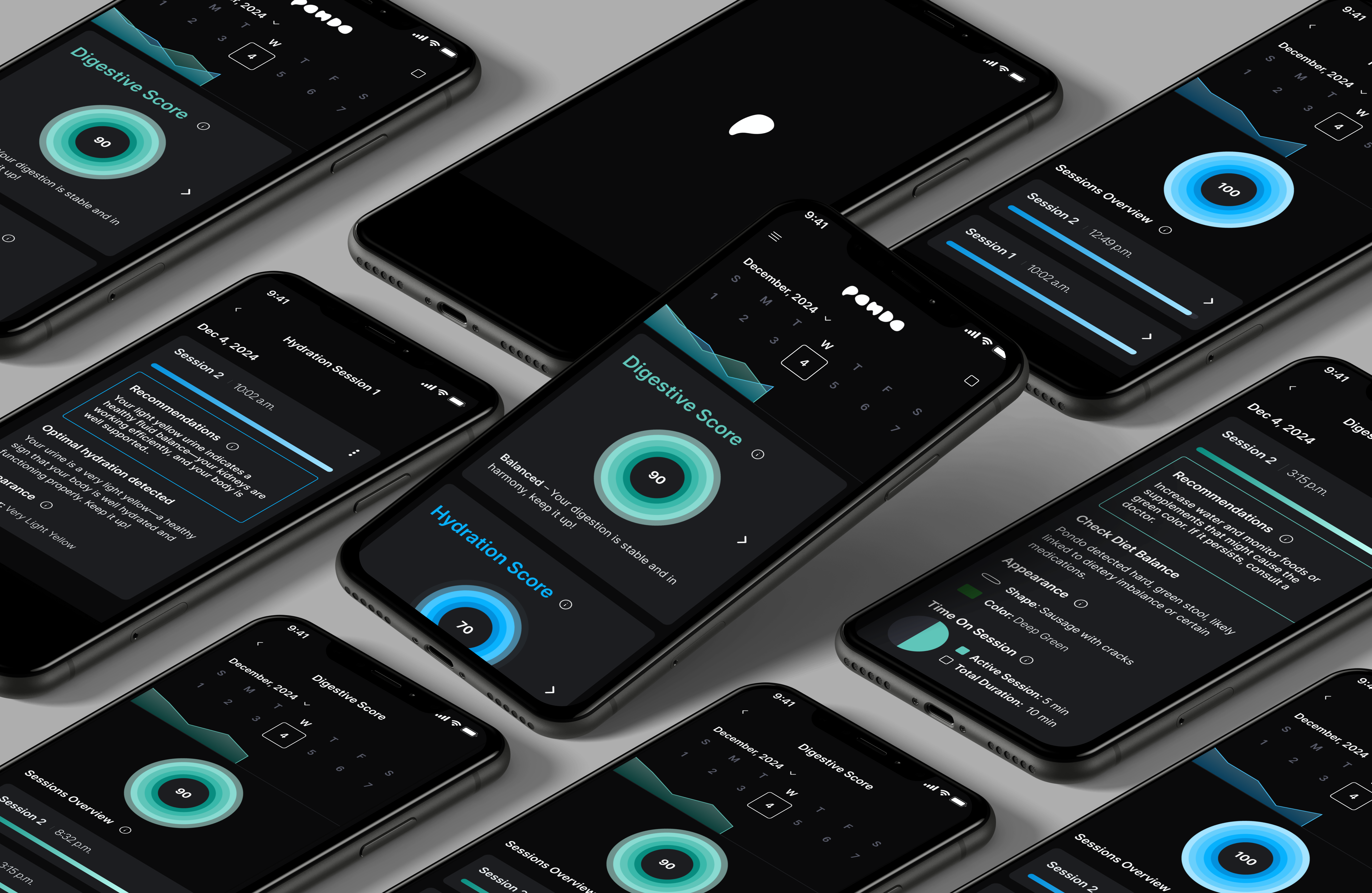 Pondo health-tech app screens